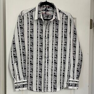 Robert Graham shirt paisley stripes M fitted classic fit